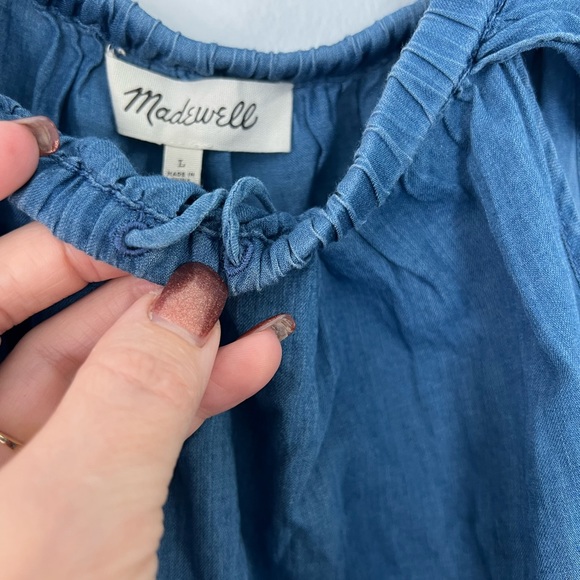 Madewell chambray Bellamy off shoulder flowy top - Picture 5 of 8